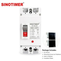 Siguranta automata DC PV SINOTIMER SM8-125PV, 125A, 2P, 600V DC, disjunctor fotovoltaic, protectie suprasarcina si scurtcircuit
